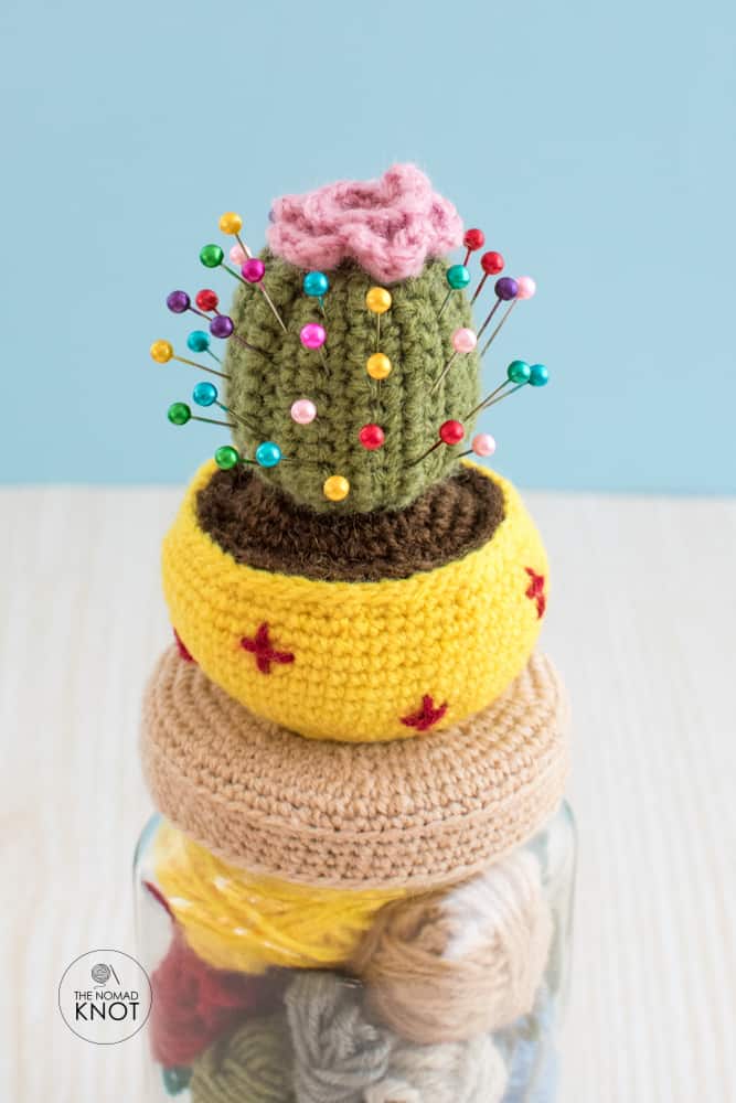 Crochet Cactus Pincushion - Free Crochet Pattern - Whistle and Ivy