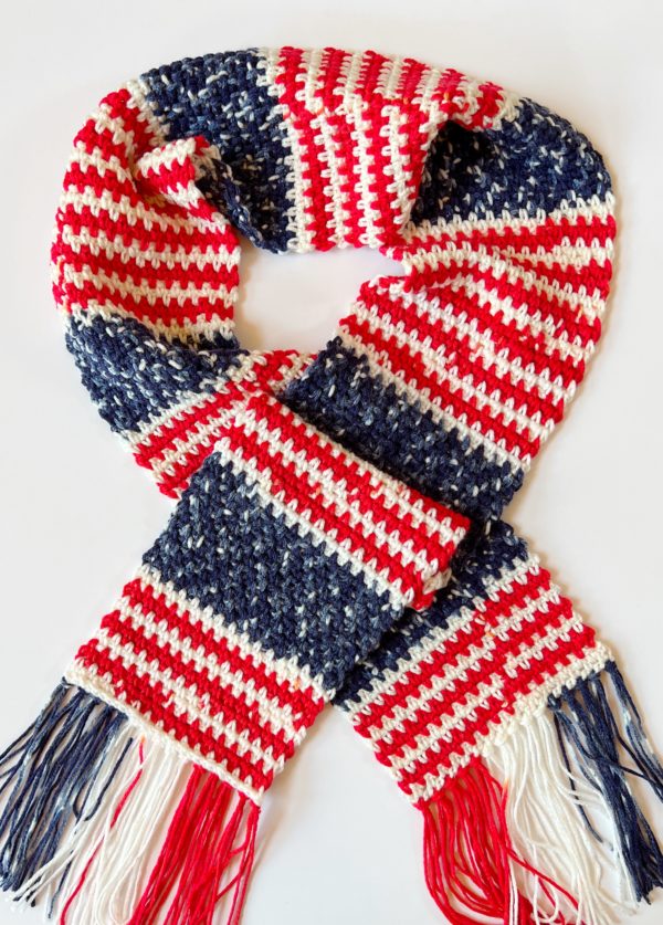 Red Heart Super Saver Americana Scarf Quick Crochet Gifts