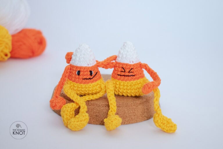 two crochet posable candy corn free amigurumi pattern