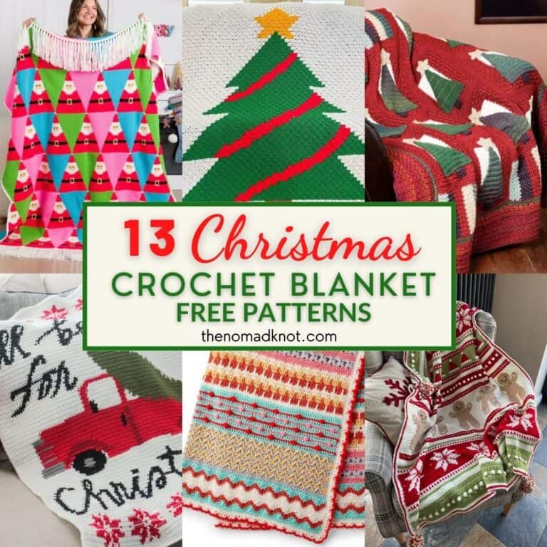Feature image Christmas crochet blanket free patterns