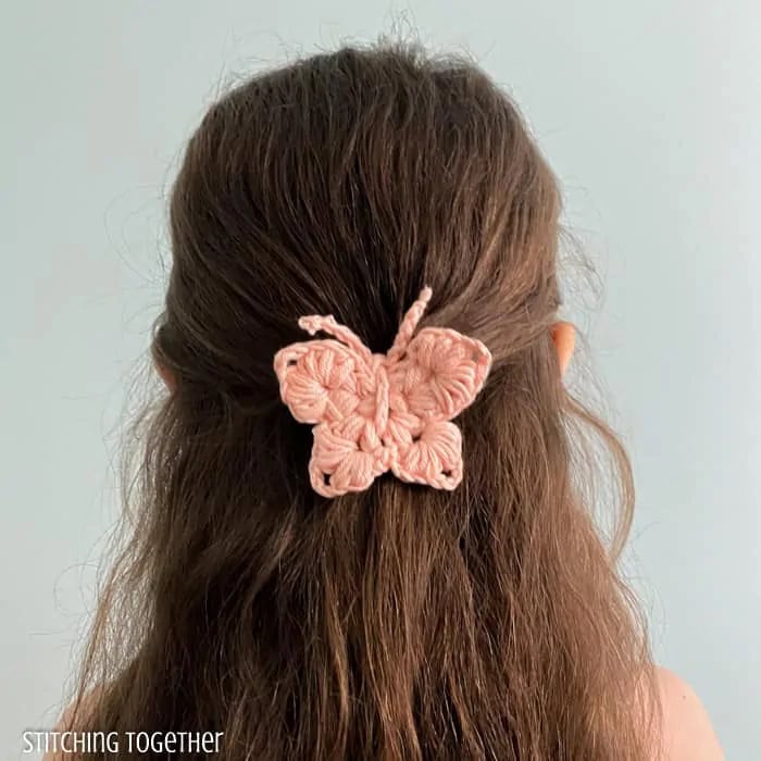 Crochet Butterfly hair clips free pattern