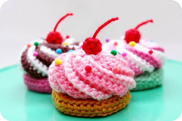 Swirly Cupcake Crochet Hair Clips
