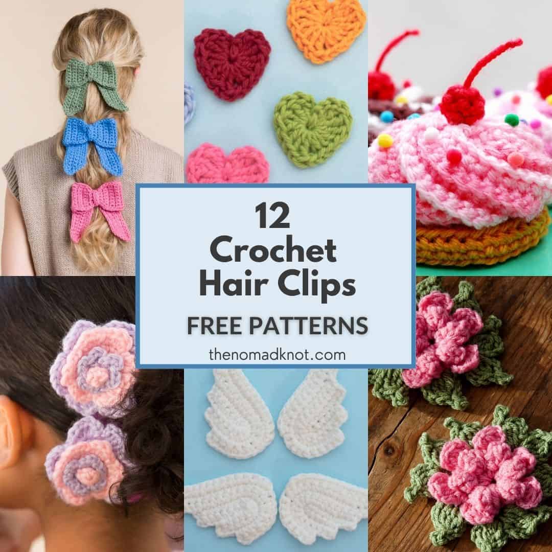 Feature image of 12 Crochet Hair Clips free patterns