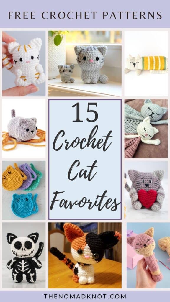 Pinterest pin image of the crochet cat patterns.